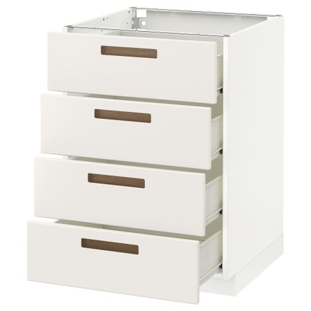 Напольный шкаф 4 фронтальных панели, 4 ящика МЕТОД / ФОРВАРА, белый, Мэрста белый
