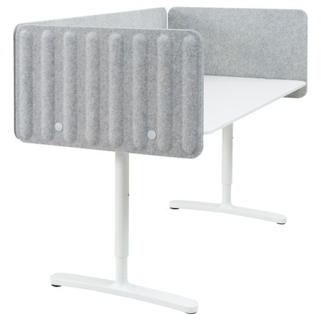 Стол с экраном, 160x80 48 см, белый, серый IKEA BEKANT БЕКАНТ 693.873.82