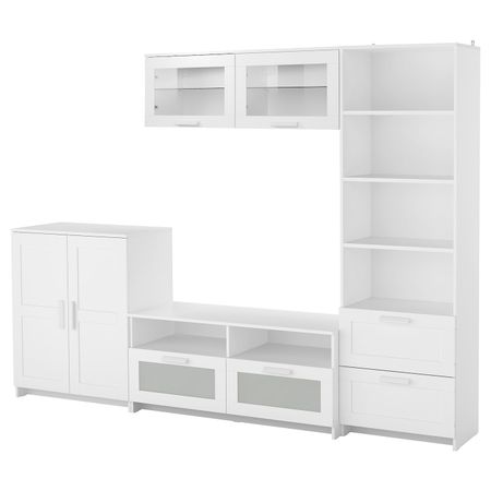Шкаф для ТВ, комбинация, белый 258x41x190 см IKEA BRIMNES БРИМНЭС 393.966.51