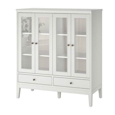 Шкаф со складными стеклян дверцами, белый 121x50x135 см IKEA IDANÄS ИДАНЭС 304.960.42