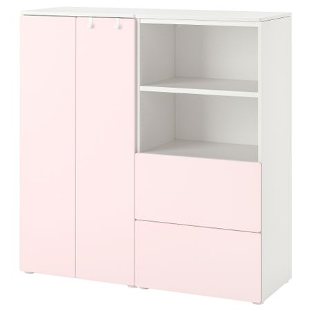 Комбинация для хранения, 120x42x123 см, белый, бледно-розовый IKEA PLATSA ПЛАТСАA ПЛАТСА, SMÅSTAD СМОСТАД 594.288.87