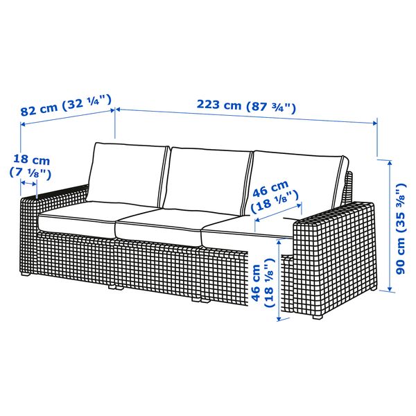 IKEA в интерьере - схема-чертеж с размерами