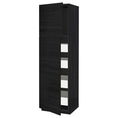 Высокий шкаф/2дверцы/4ящика, черный, Тингсрид черный 60x60x200 см IKEA МЕТОД / ФОРВАРА 393.700.95