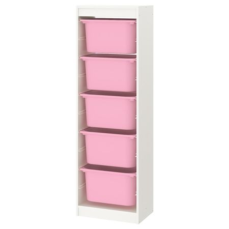 Комбинация для/хранения+контейнеры, белый/розовый 46x30x145 см IKEA TROFAST ТРУФАСТ 693.358.97