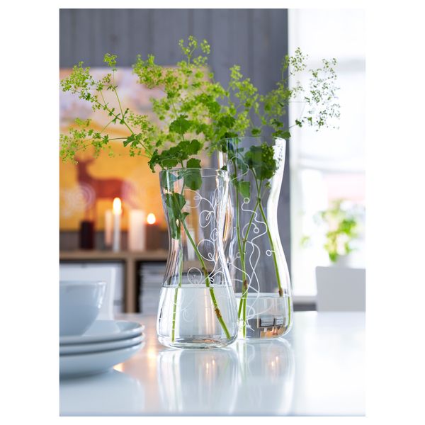 Ваза БЛОМСТЭР, прозрачное стекло, с рисунком (24 см) - схема-чертеж с размерами