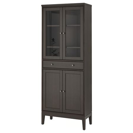 IDANÄS Высокий шкаф с дверцами и 1 ящиком - темно-коричневый морилка 81x39x211 см