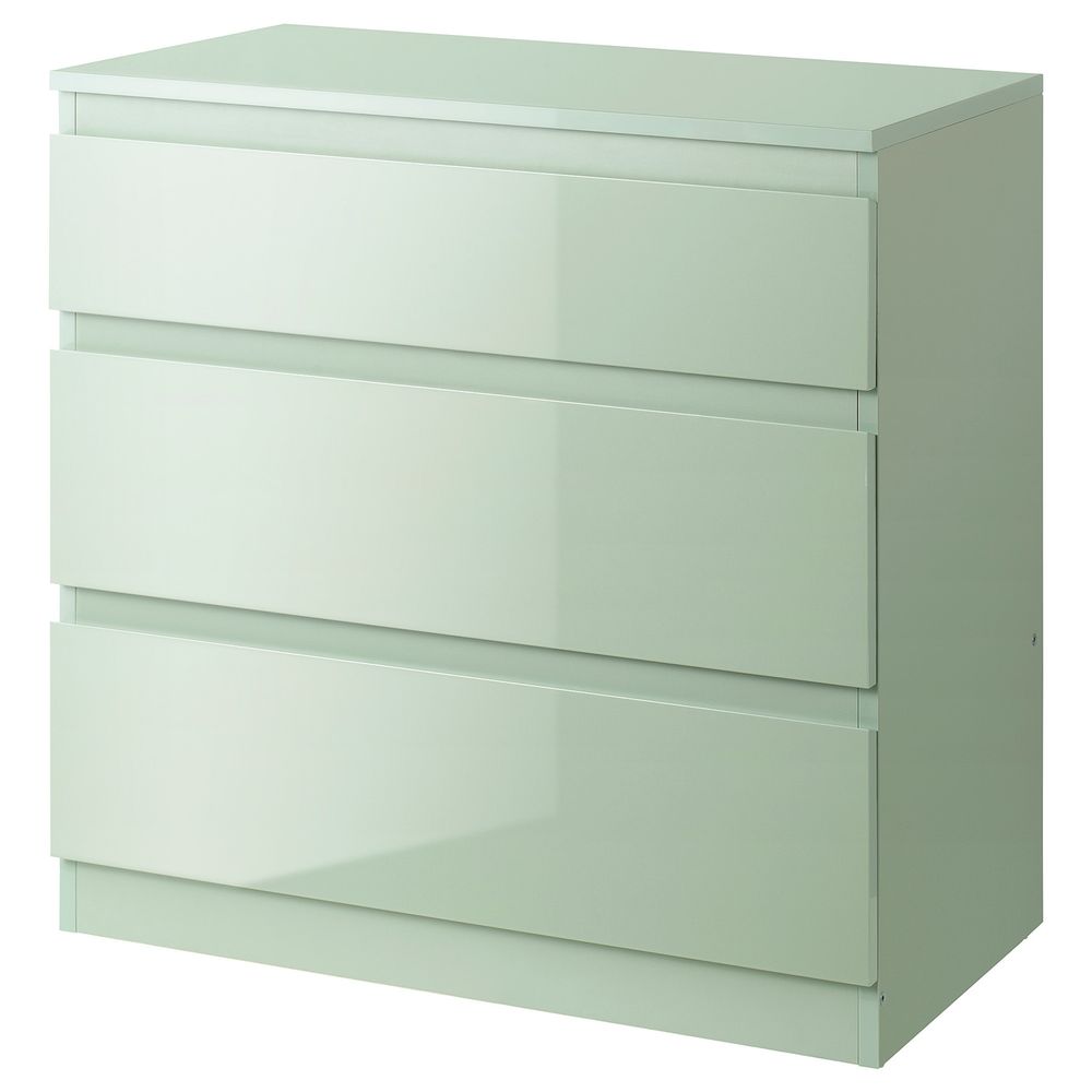 Комод с 3 ящиками, глянцевый серо-зеленый 70x72 см IKEA SKÅNEVIK СКОНЕВИК 504.974.32 - фото 1