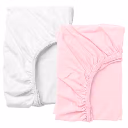 LEN Простыня натяжн для кроватки - белый/розовый 60x120 см