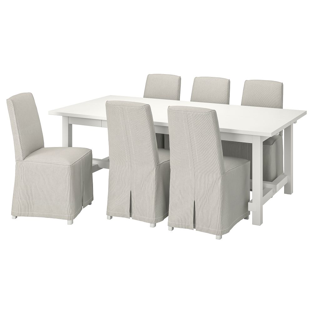 Стол и 6 стульев, 210, 289 cm IKEA BERGMUND БЕРГМУНД, NORDVIKEN НОРДВИКЕН 794.074.88 - фото 1