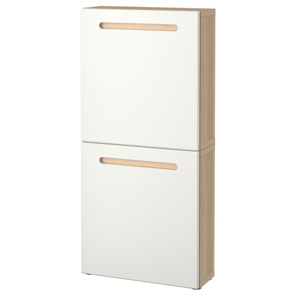 Навесной шкаф с 2 дверями БЕСТО, под беленый дуб, Марвикен белый (60x20x128 см) - фото 1