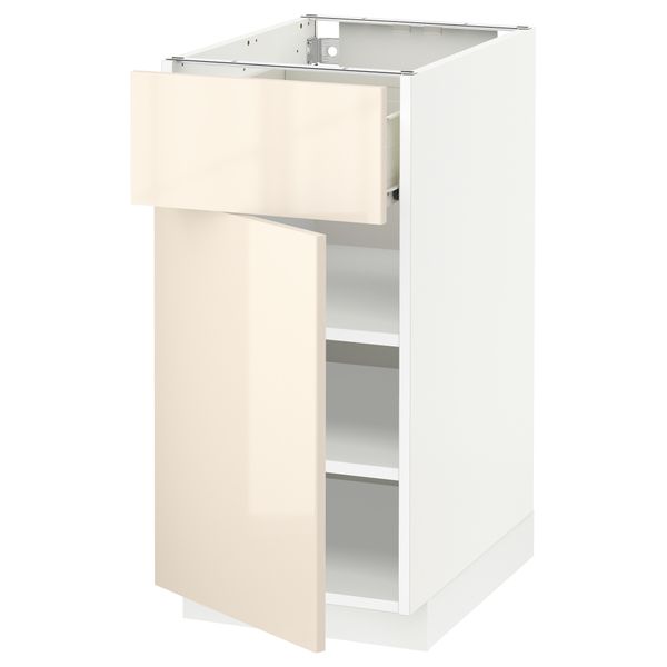 Напольный шкаф с ящиком, дверью МЕТОД / ФОРВАРА, белый, Рингульт кремовый - схема-чертеж с размерами