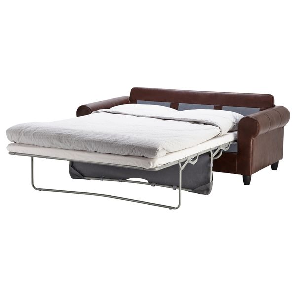 Диван-кровать ФИКСХУЛЬТ, Раггиг темно-коричневый, под мрамор - фото 2