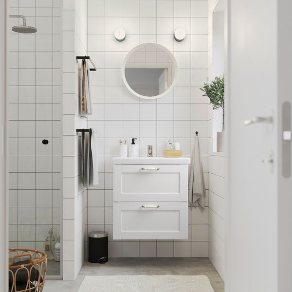 Шкаф под раковину с 2 ящиками, Йельсен белый 60x40x60 см IKEA FISKÅN ФИСКОН 104.993.72 - фото 3