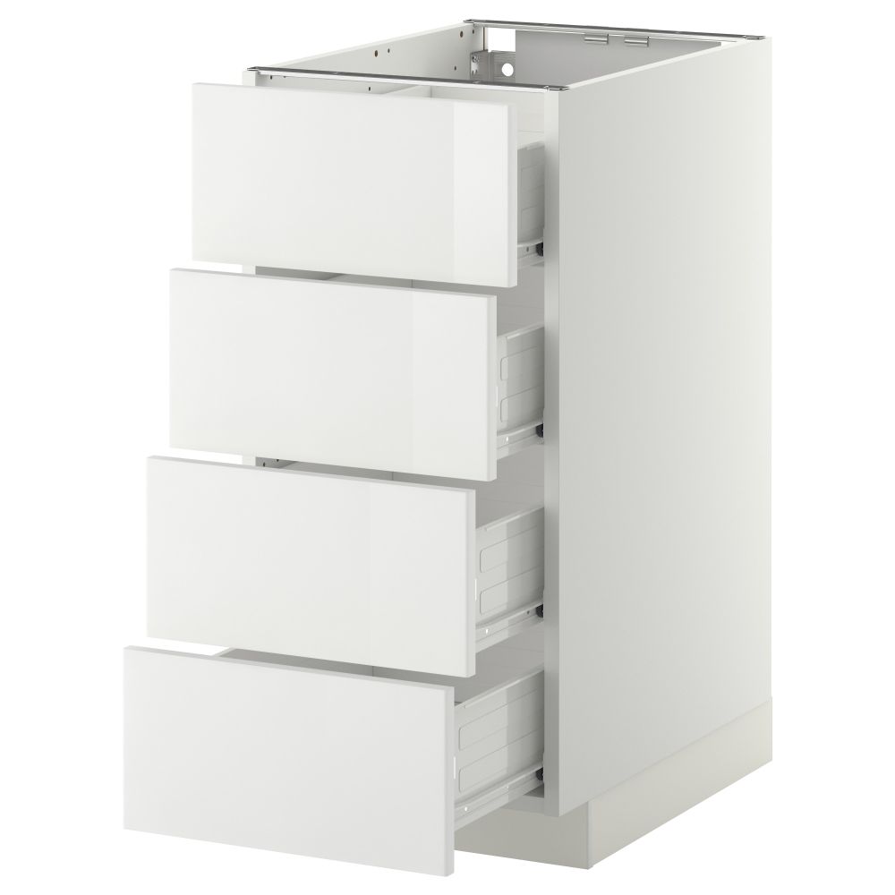 Напольный шкаф 4 фронтальных панели, 4 ящика МЕТОД / ФОРВАРА, белый, Рингульт белый - схема-чертеж с размерами