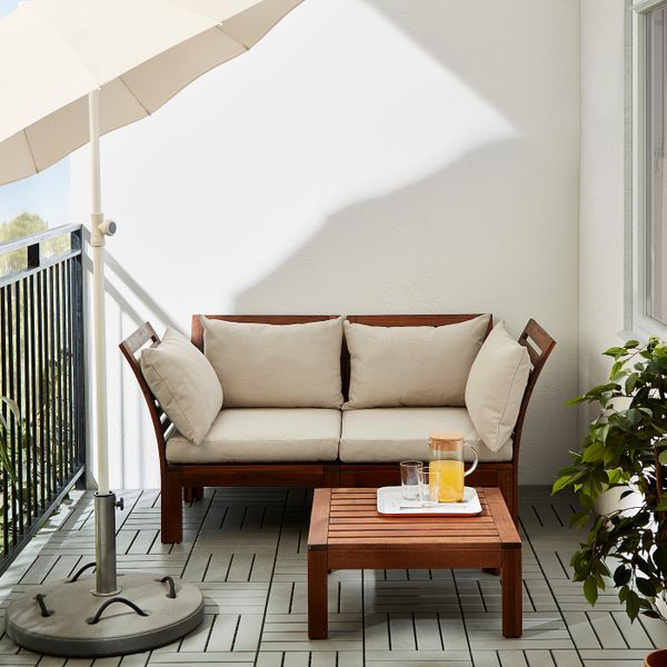 2-местный модульный диван, садовый, коричневая морилка/Холло бежевый 160x80x78 см IKEA ЭПЛАРО 992.288.53 - фото 2