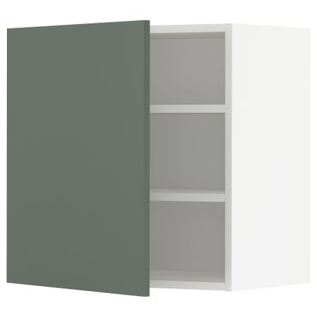 Навесной шкаф с полками, белый, Bodarp серо-зеленый, 60x60 см IKEA METOD МЕТОД 694.623.76