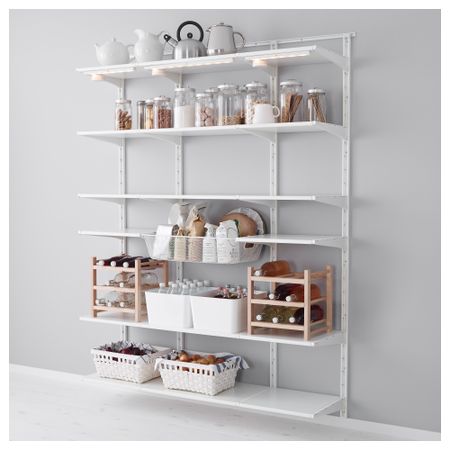 Настенная шина, полка, корзина АЛЬГОТ, белый (154x40x196 см)