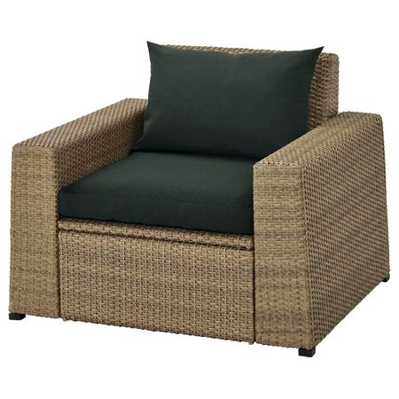 Садовое кресло, коричневый/Холло черный IKEA СОЛЛЕРОН 592.611.37