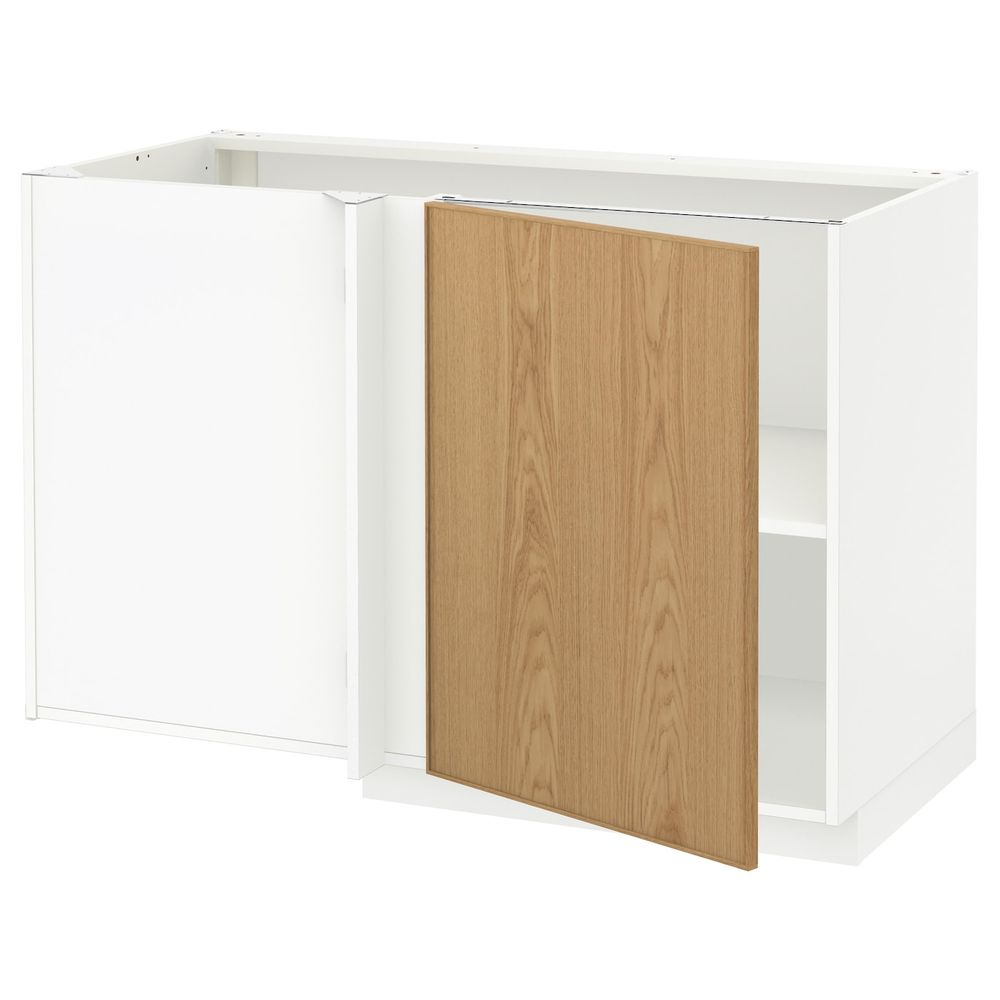 Угловой напольный шкаф с полкой, белый/Экестад дуб 128x68 см IKEA METOD МЕТОД 992.394.70 - схема-чертеж с размерами