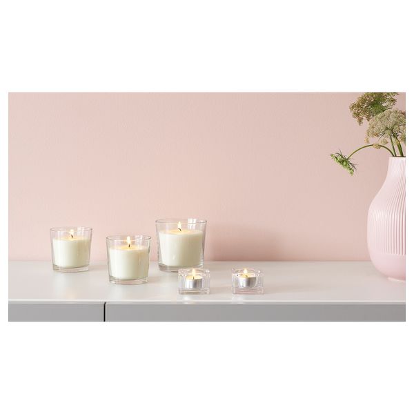 Подсвечник для греющей свечи, прозрачное стекло 5x5 см IKEA GLASIG ГЛАСИГ 903.716.71 - фото 6