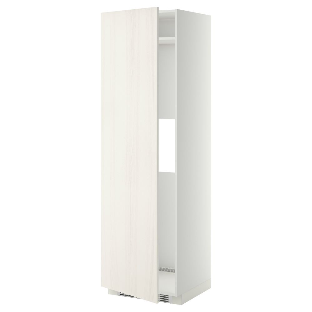 Высокий шкаф для холодильника или морозильника, с дверцами МЕТОД, белый, Росдаль белый (60x60x200 см) - схема-чертеж с размерами