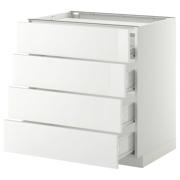 Напольный шкаф, 4 фронтальных панели, 4 ящика МЕТОД / ФОРВАРА, белый, Рингульт белый - схема-чертеж с размерами