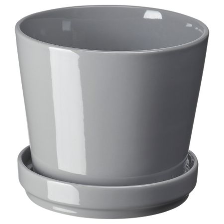 Горшок цветочный с поддоном, для дома, улицы серый, 12 см IKEA CITRUSFRUKT 505.084.35