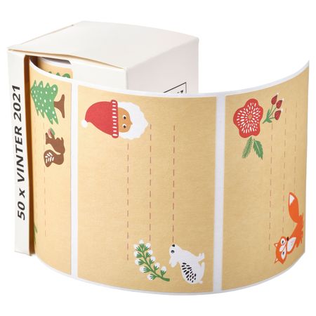 Наклейки, орнамент «Санта Клаус» бежевый 50 шт IKEA VINTER 2021 ВИНТЕР 2021 004.994.43