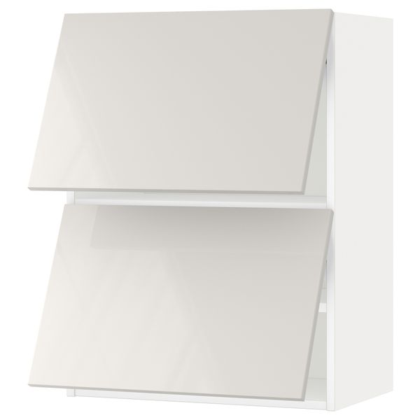 Навесной горизонтальный шкаф, 2 двери, белый, Ringhult светло-серый, 60x80 см IKEA METOD МЕТОД 093.945.02 - фото 2