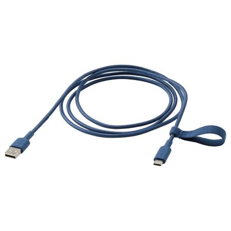 Кабель USB-A–USB-C, синий, 1.5 м IKEA LILLÅNGEN ЛИЛЛОНГЕНHULT ЛИЛЛЬХУЛЬТ 505.284.95