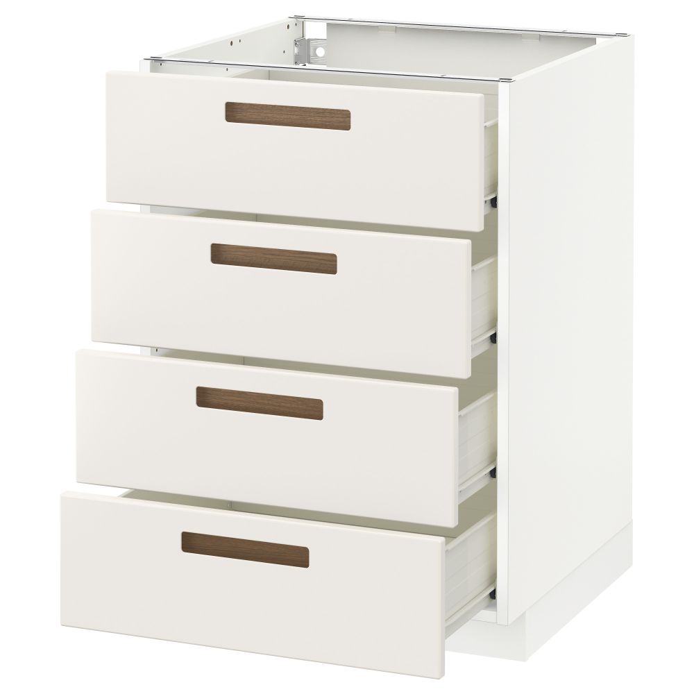 Напольный шкаф 4 фронтальных панели, 4 ящика МЕТОД / ФОРВАРА, белый, Мэрста белый - схема-чертеж с размерами