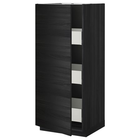 Высокий шкаф с ящиками, черный, Тингсрид черный 60x60x140 см IKEA МЕТОД / МАКСИМЕРА 593.837.80