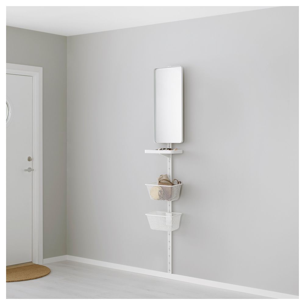 Настенная шина, зеркало, корзина АЛЬГОТ, белый (30x22x197 см) - фото 1