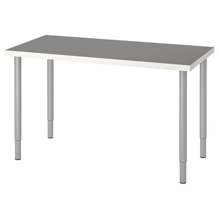 Стол, светло-серый белый, серебристый 120x60 см IKEA LINNMON ЛИННМОН / OLOV ОЛОВ 693.313.09