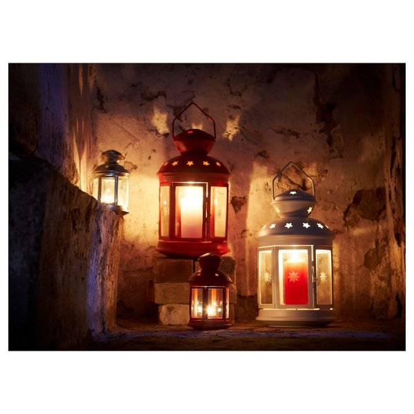 Фонарь для формовой свечи, для дома, улицы белый 38 см IKEA ROTERA РОТЕРА 003.805.14 - фото 3