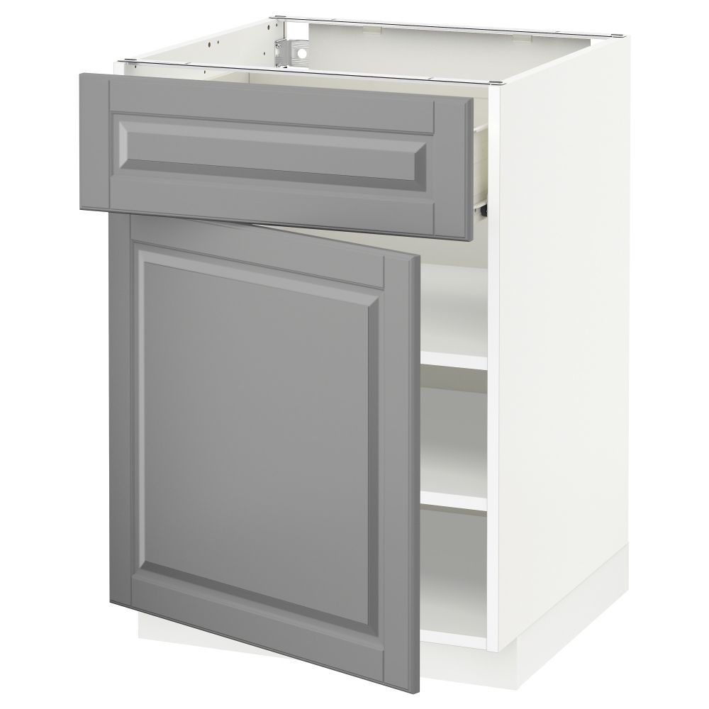 Напольный шкаф с ящиком, дверью МЕТОД / ФОРВАРА, белый, Будбин серый - схема-чертеж с размерами