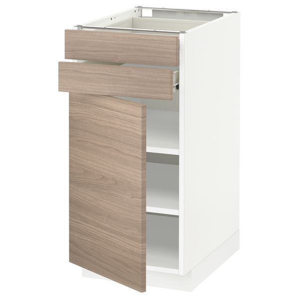 Напольный шкаф с дверцей, 2 ящиками МЕТОД / ФОРВАРА, белый, Брокхульт светло-серый - схема-чертеж с размерами