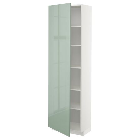 Высокий шкаф с полками, белый, Калларп светло-зеленый, 60x37x200 см IKEA МЕТОД 393.079.71