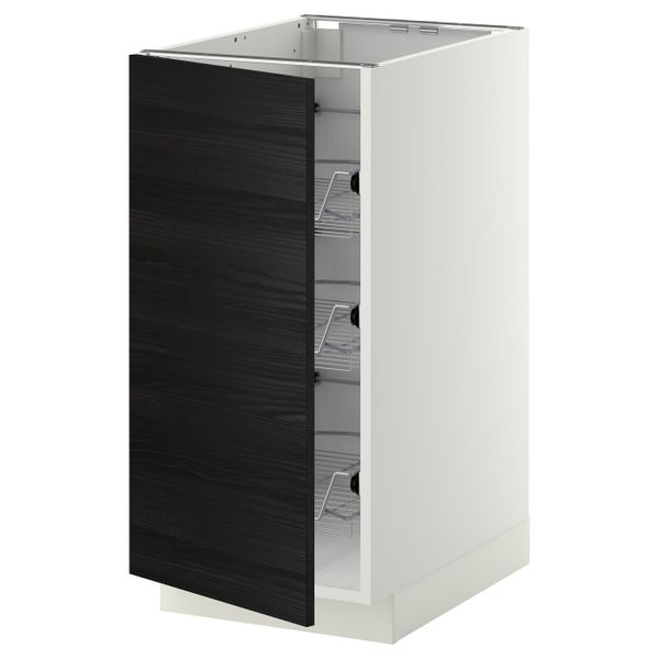 Напольный шкаф с проволочные ящиками, белый, Тингсрид черный 40x60 см IKEA МЕТОД 292.246.03 - схема-чертеж с размерами