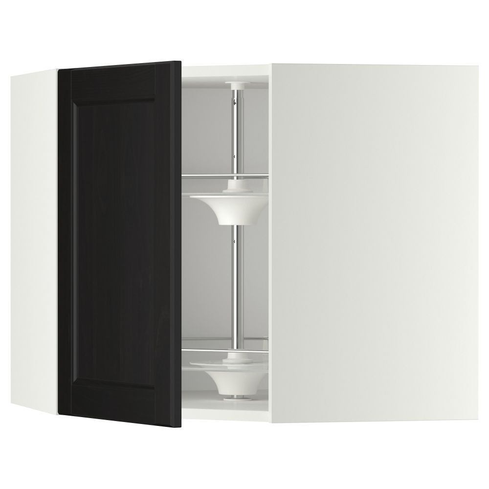 Угловой навесной шкаф с вращающейся секцией МЕТОД, белый, Лаксарби черно-коричневый - схема-чертеж с размерами