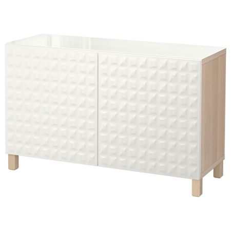 Комбинация для хранения с дверцами БЕСТО, под беленый дуб, Дьюпвикен белый (120x40x74 см)