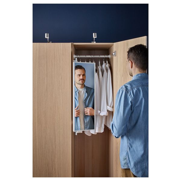 Выдвижное зеркало с крючками, белый 25x4x75 см IKEA КОМПЛИМЕНТ 604.057.76 - схема-чертеж с размерами