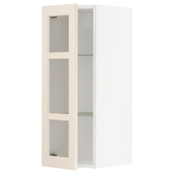 Навесной шкаф с полками, стекляными дв, белый/Хитарп белый с оттенком 30x80 см IKEA METOD МЕТОД 993.007.97 - схема-чертеж с размерами