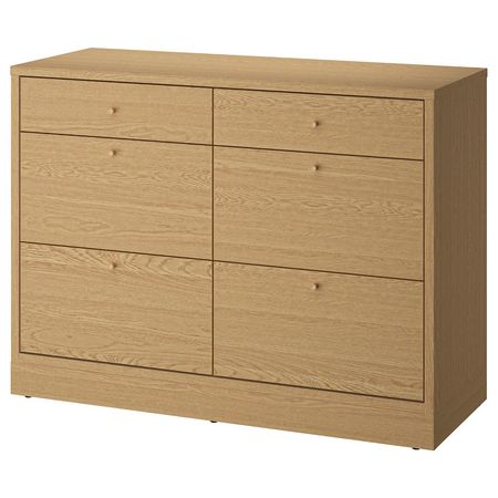 TONSTAD Комод с 6 ящиками - дубовый шпон 120x47x90 см