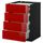 Напольный шкаф, 4 фронтальных панели, 4 ящика МЕТОД / ФОРВАРА, черный, Рингульт красный