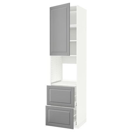 Высокий шкаф для духовки + дверь, 2 ящика, белый/Будбин серый 60x60x240 см IKEA METOD МЕТОД / MAXIMERA МАКСИМЕРА 092.331.56