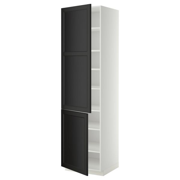 Высокий шкаф с полками, 2 дверцы МЕТОД, белый, Лаксарби черно-коричневый - схема-чертеж с размерами