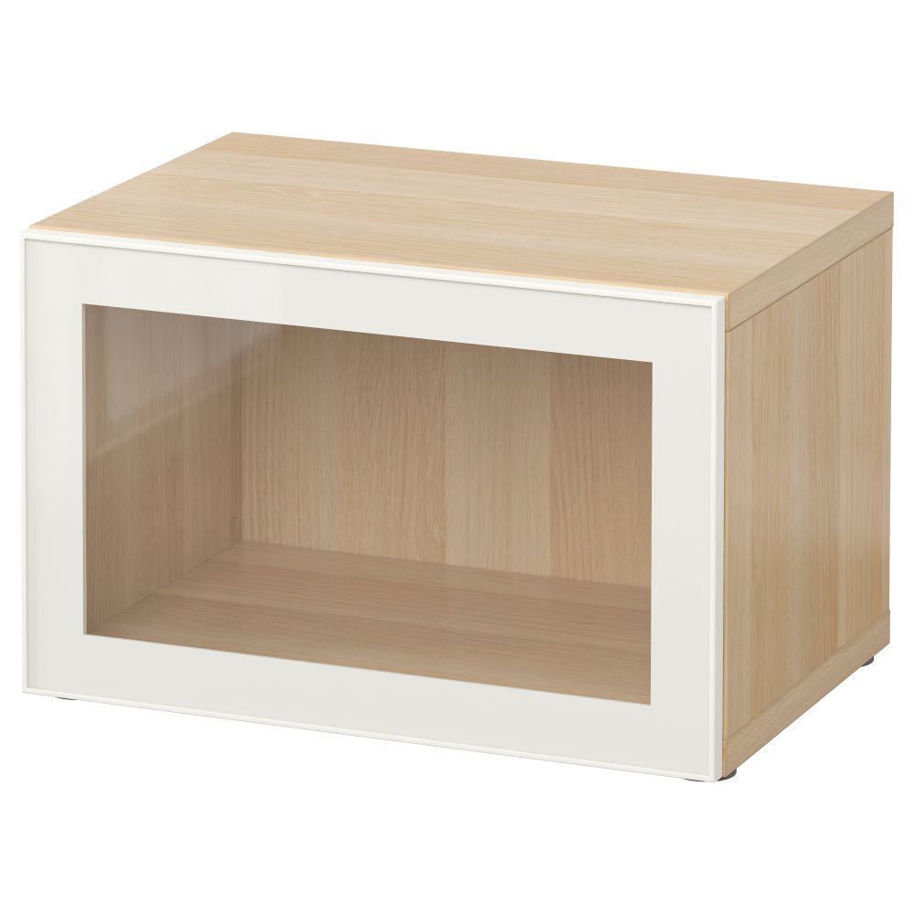 Стеллаж со стеклянной дверью БЕСТО, под беленый дуб, Глассвик белый/прозрачное стекло (60x40x38 см) - схема-чертеж с размерами