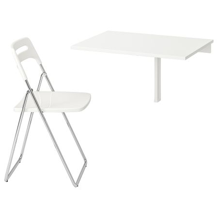 Стол и 1 стул, 74 см, белый, хромированный белый IKEA NISSE НИССЕ, NORBERG НОРБЕРГ 799.127.60
