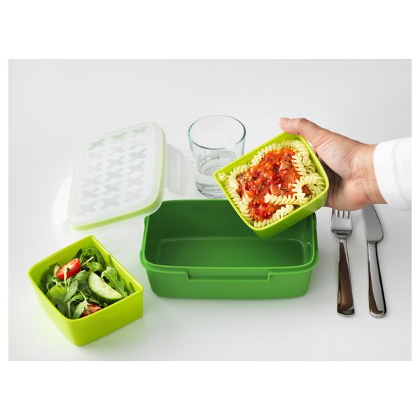 Контейнер для завтрака ФЕСТМОЛТИД, зеленый (19x13x6 см) - схема-чертеж с размерами